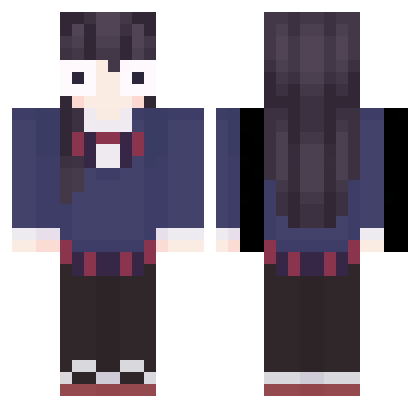 Melattica Minecraft skin, front and back view