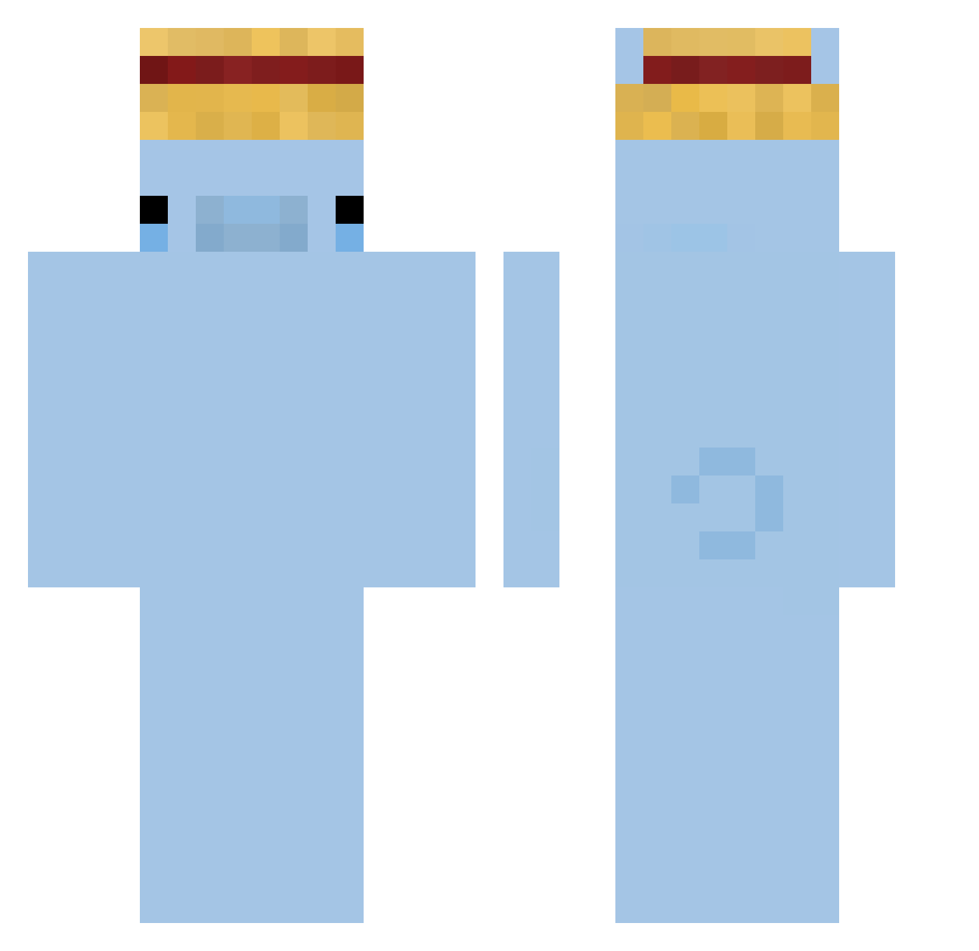 AlexisTheChemist Minecraft skin, front and back view