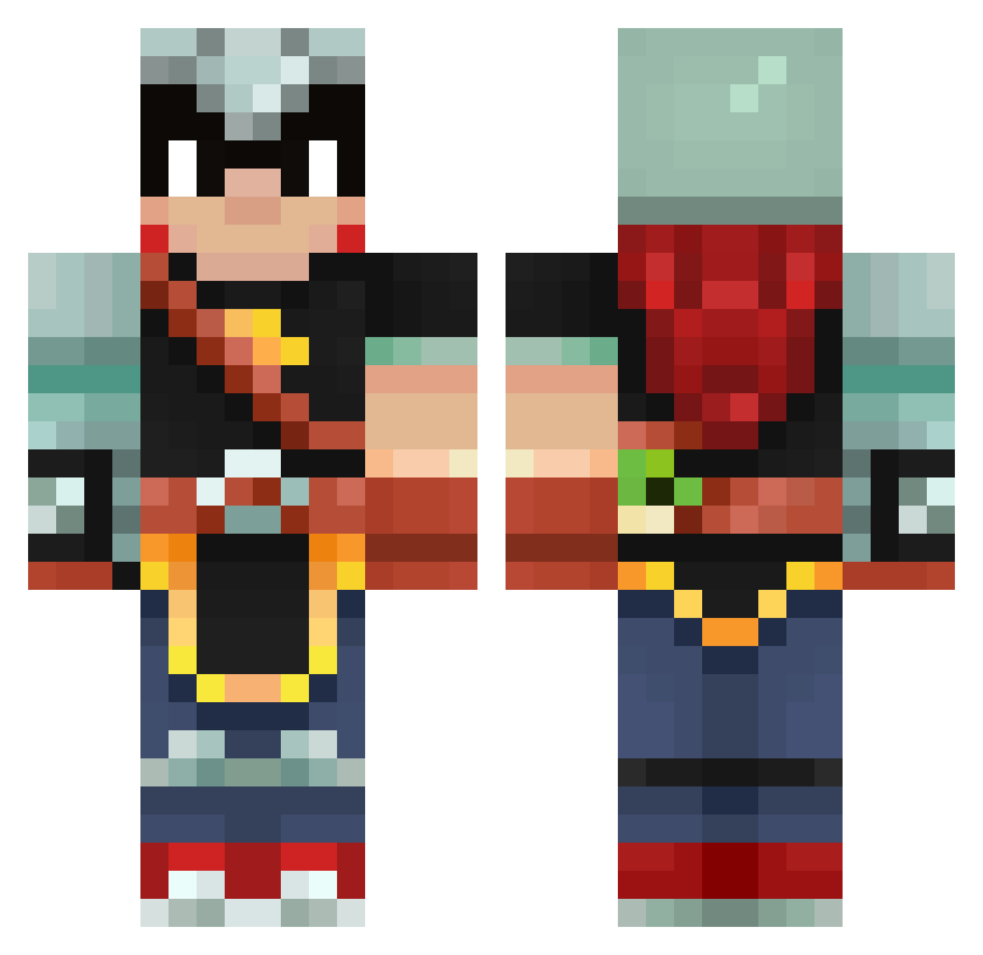 Fizichs Minecraft skin, front and back view