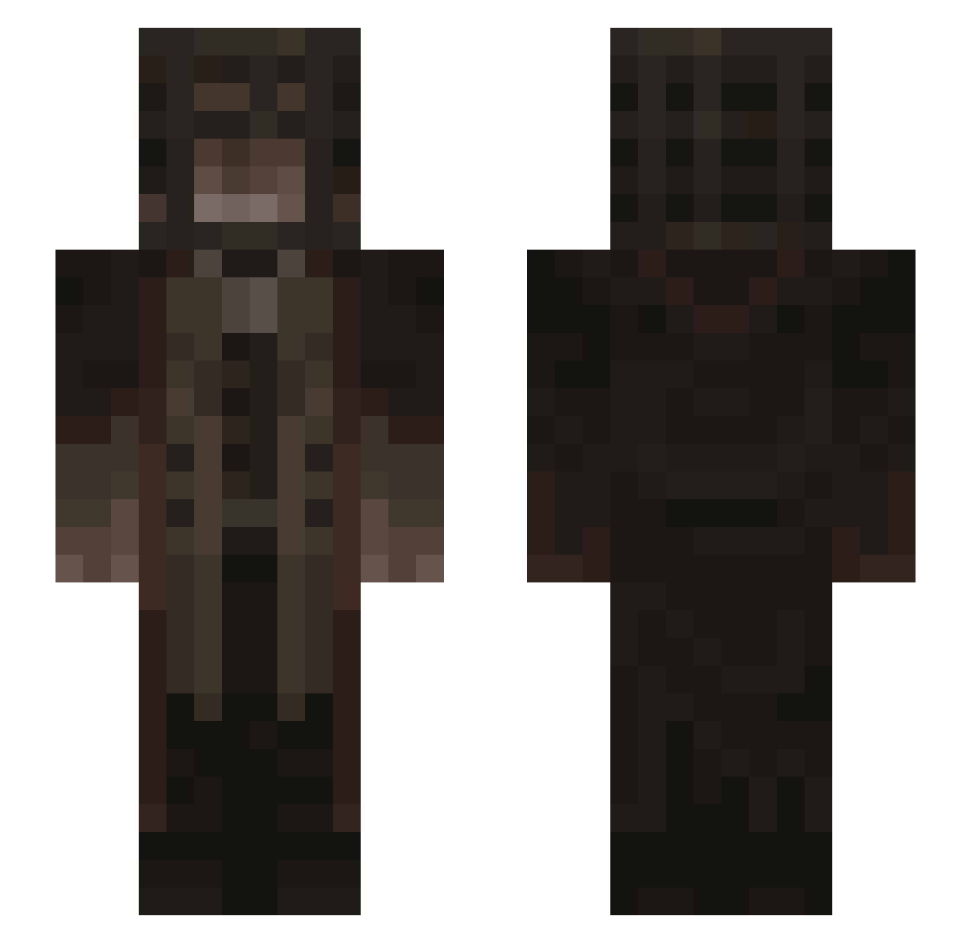 RoryRogue Minecraft skin, front and back view