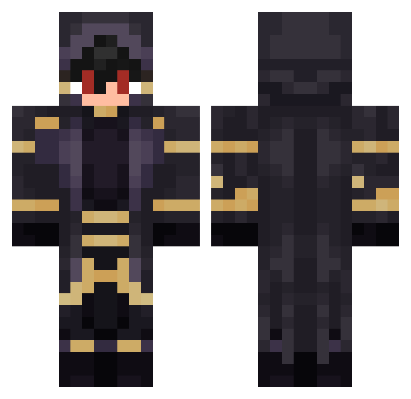 Ghostktz Minecraft skin, front and back view