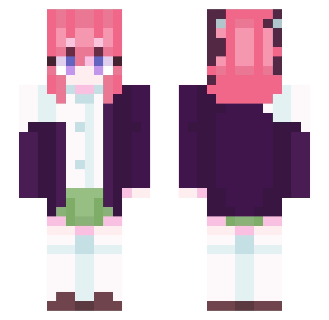 woodIoI Minecraft skin, front and back view