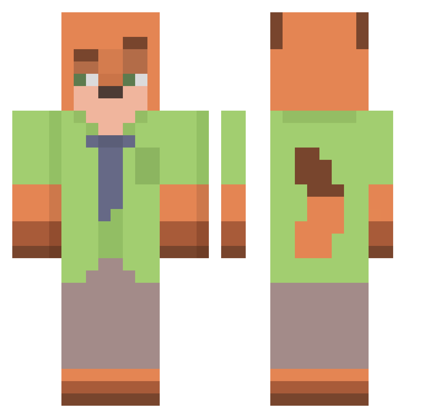 xPietran Minecraft skin, front and back view