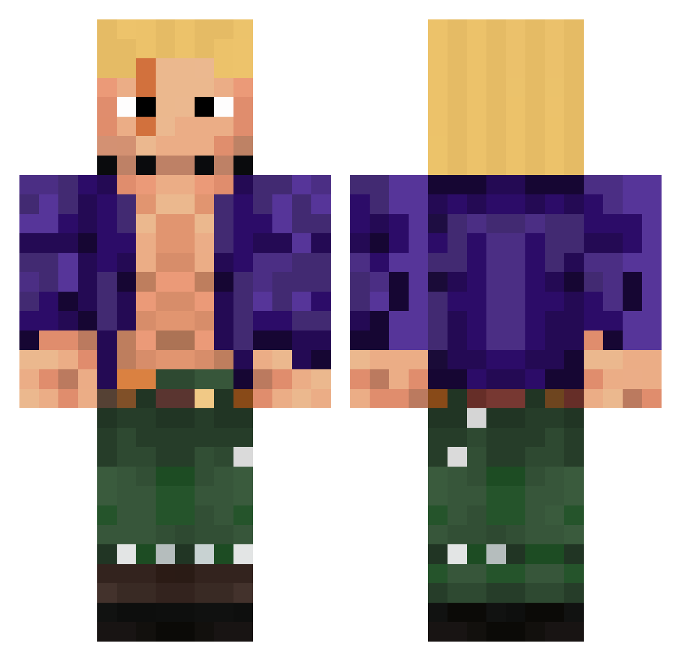 Hughcon341 Minecraft skin, front and back view