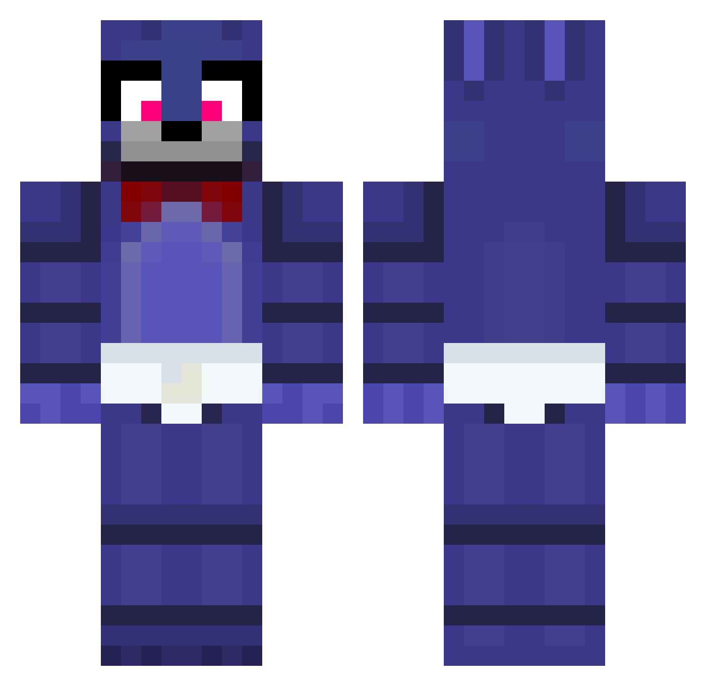 EyelessPhantom Minecraft skin, front and back view
