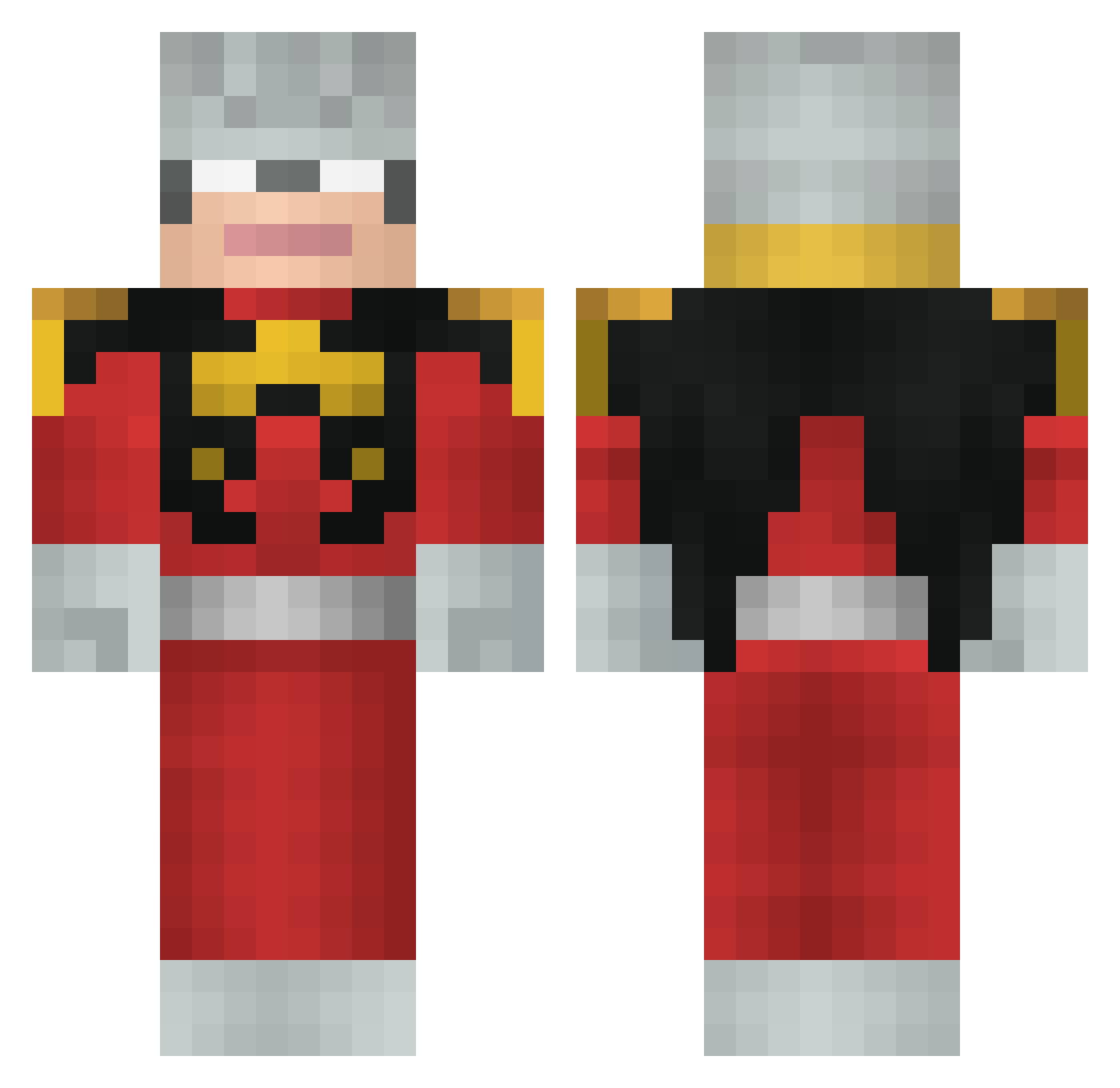 Akatuky Minecraft skin, front and back view