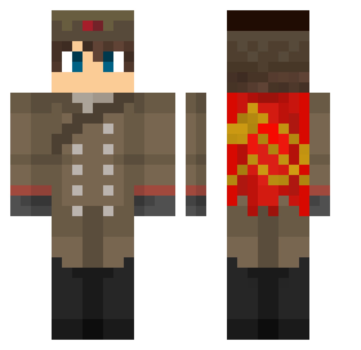 DerPirrrat Minecraft skin, front and back view