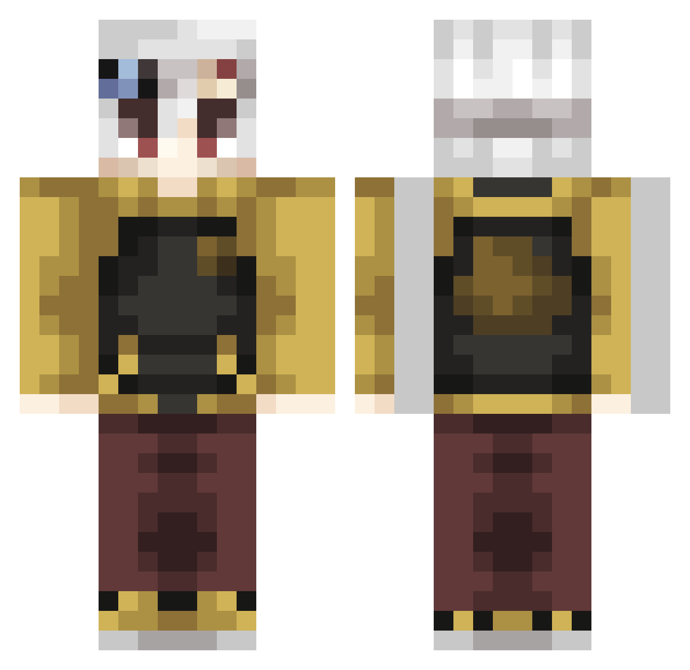 Wronke Minecraft skin, front and back view