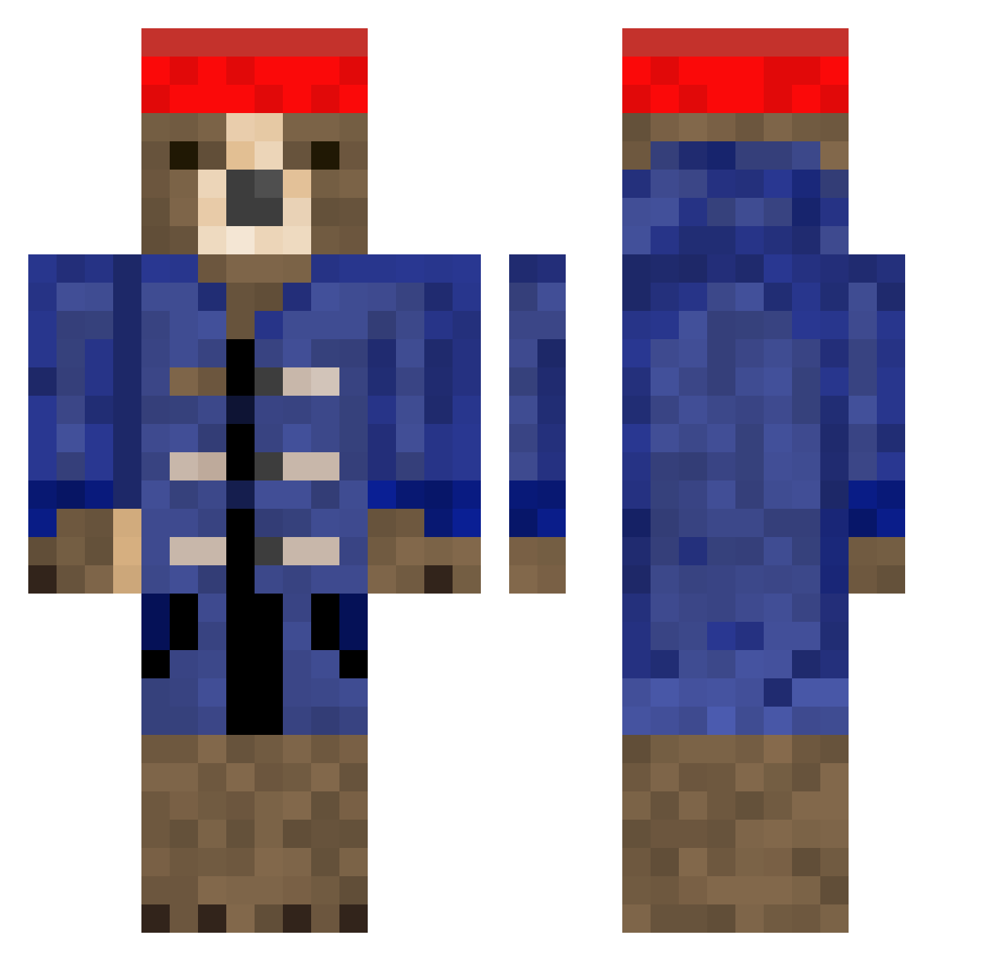 NotMyVoodoo Minecraft skin, front and back view