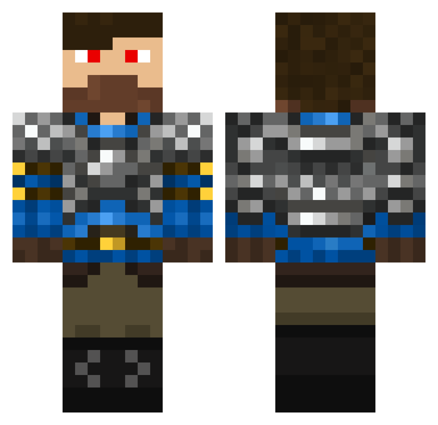 REDwars05 Minecraft skin, front and back view