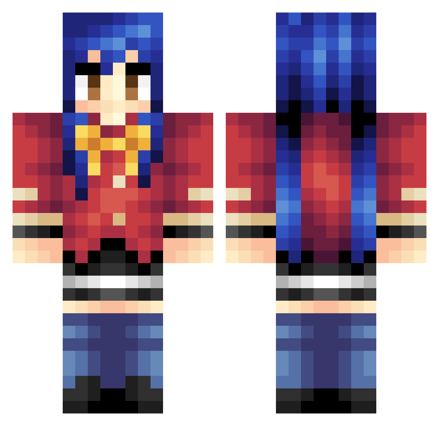 Longhand Minecraft skin, front and back view