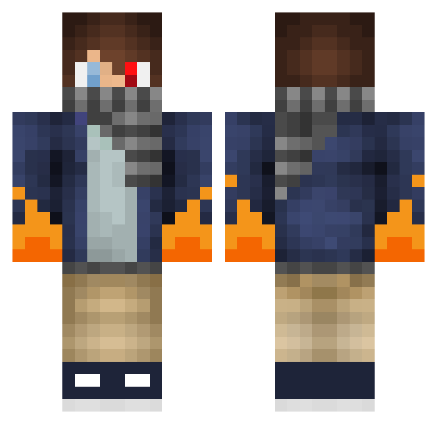 Increments Minecraft skin, front and back view