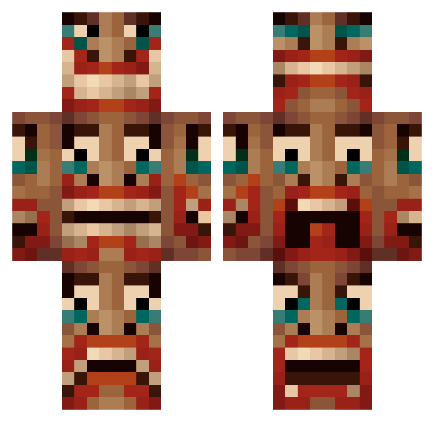 Fezzow Minecraft skin, front and back view