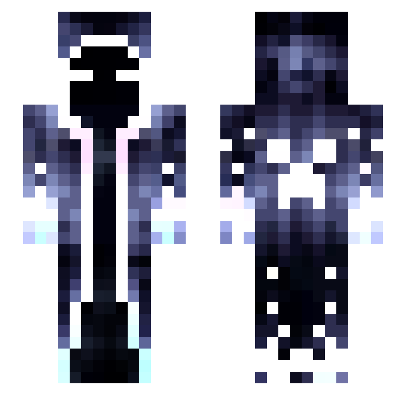 Arcanika Minecraft skin, front and back view