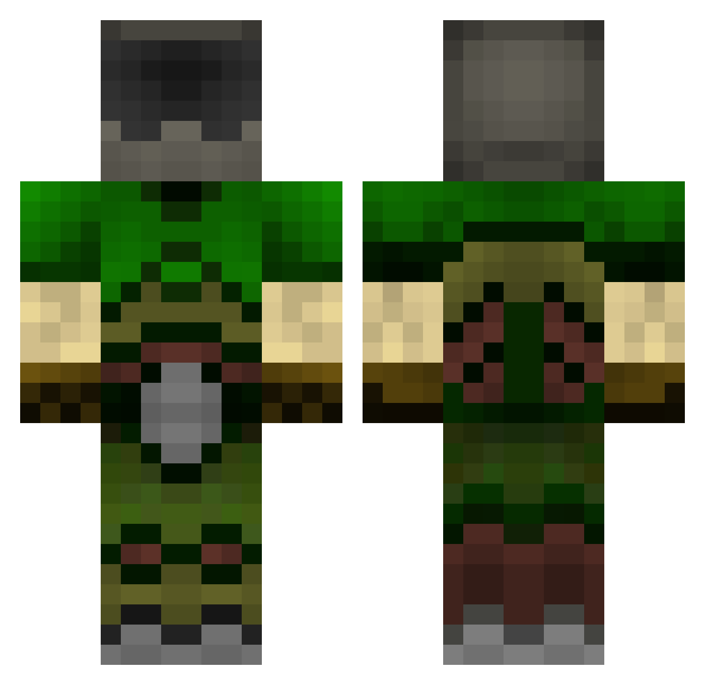 Propellent Minecraft skin, front and back view