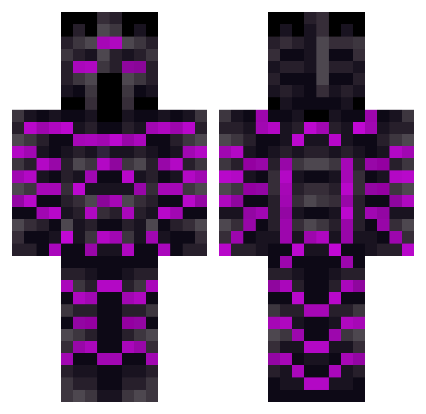 yeetcheat Minecraft skin, front and back view