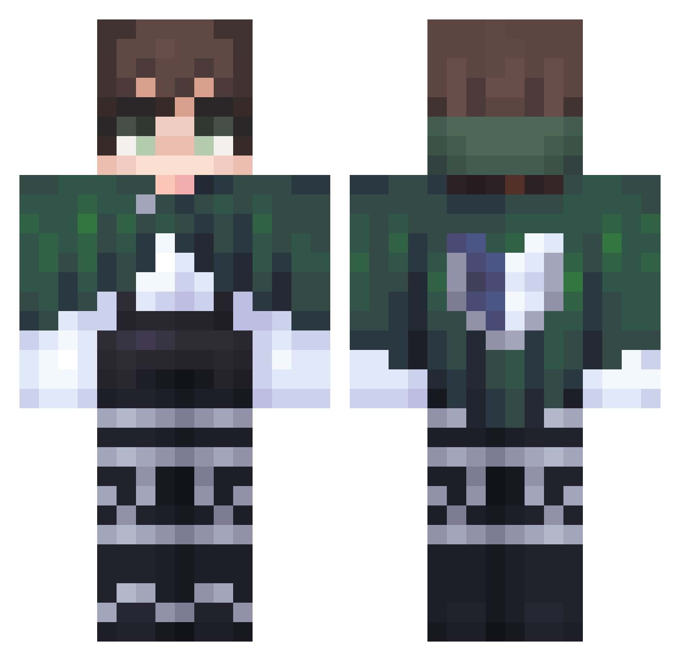 Dancedrew Minecraft skin, front and back view
