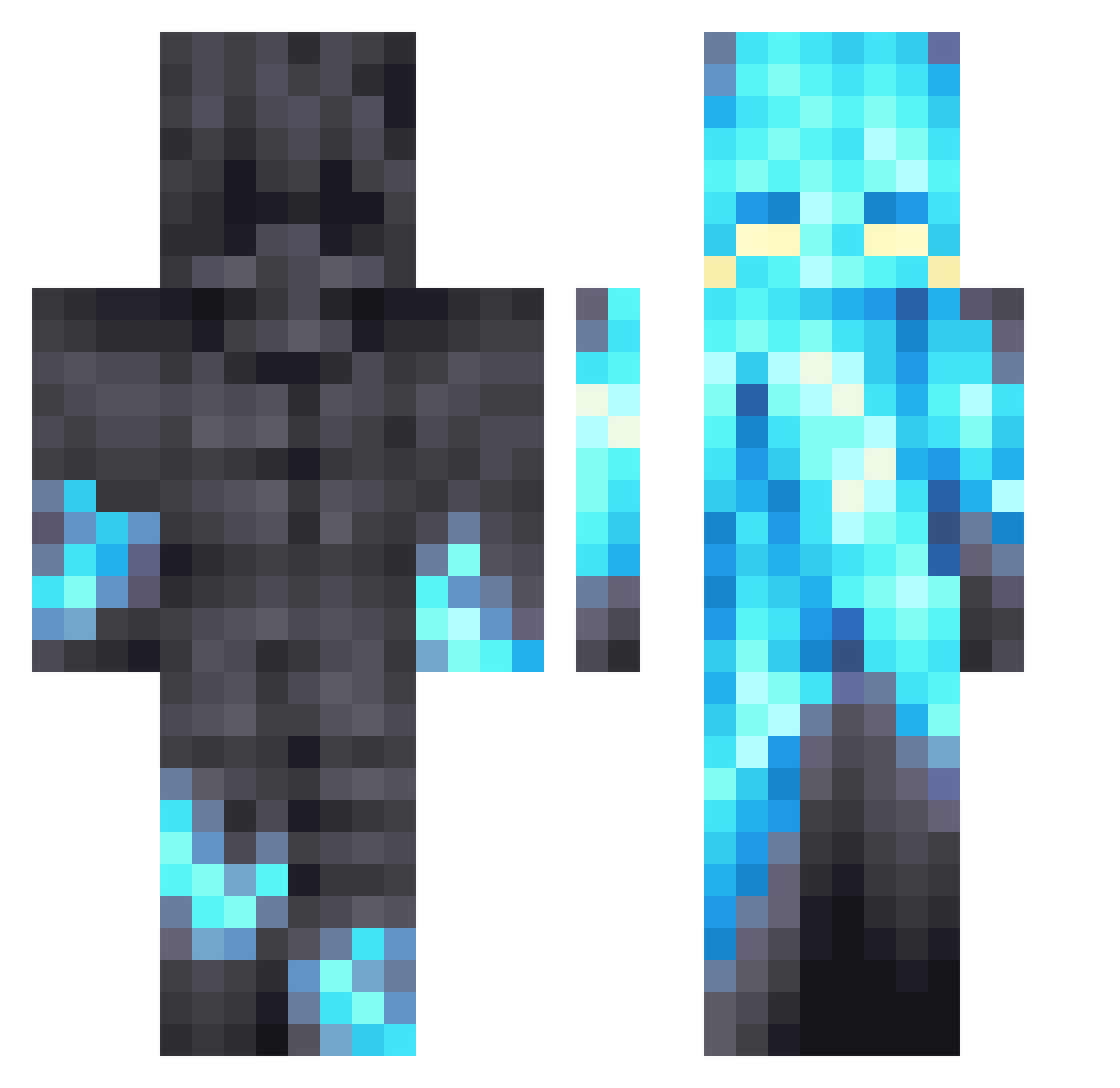 Panzerrex Minecraft skin, front and back view