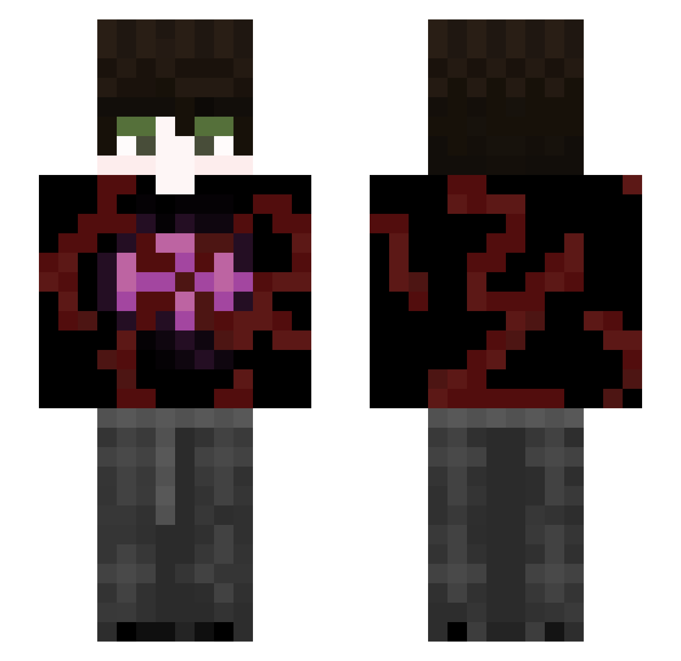 Mkleozk Minecraft skin, front and back view