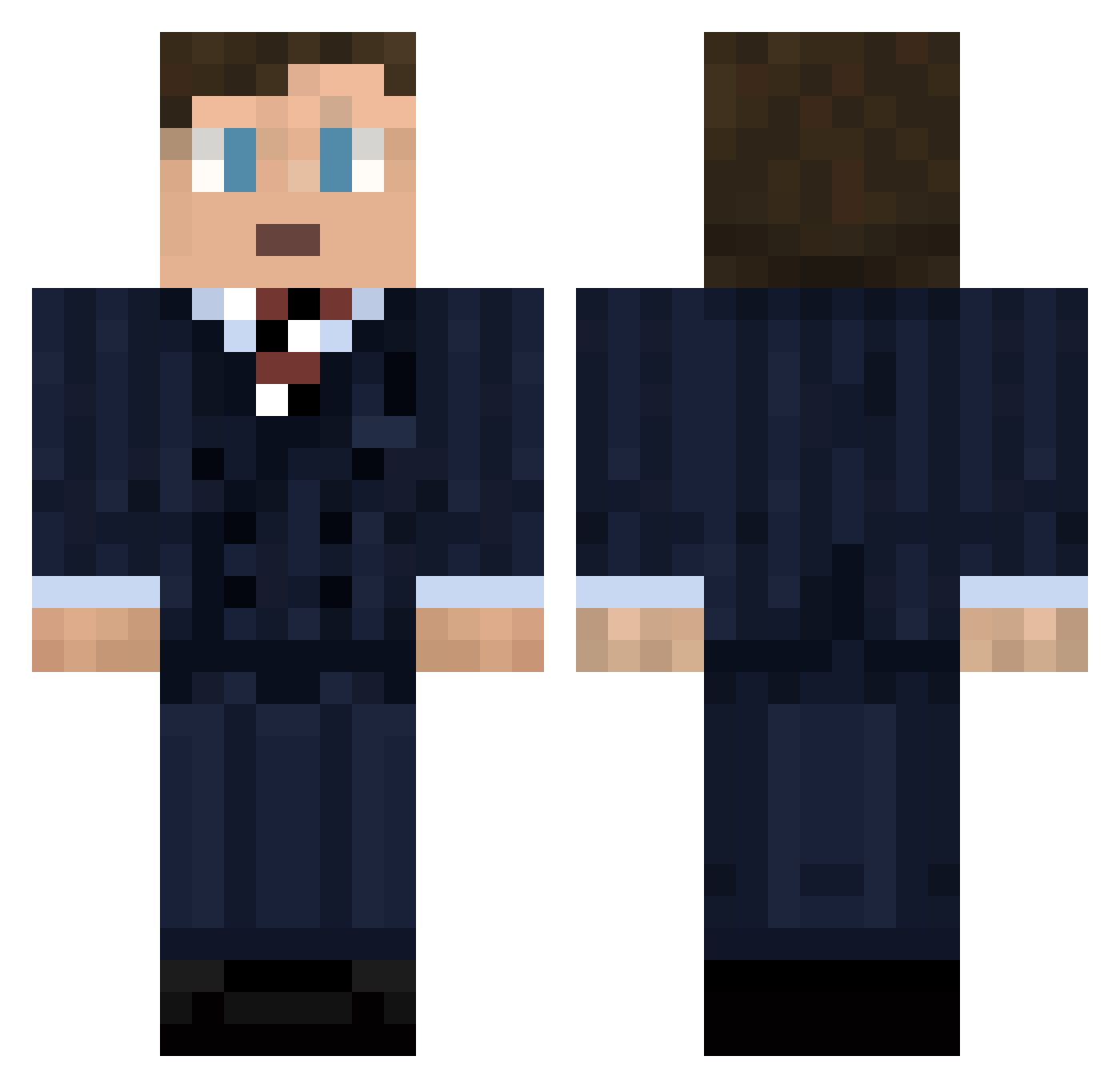 Dingledolf Minecraft skin, front and back view