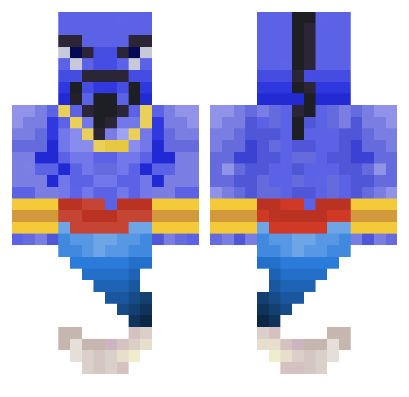 DirtPig Minecraft skin, front and back view