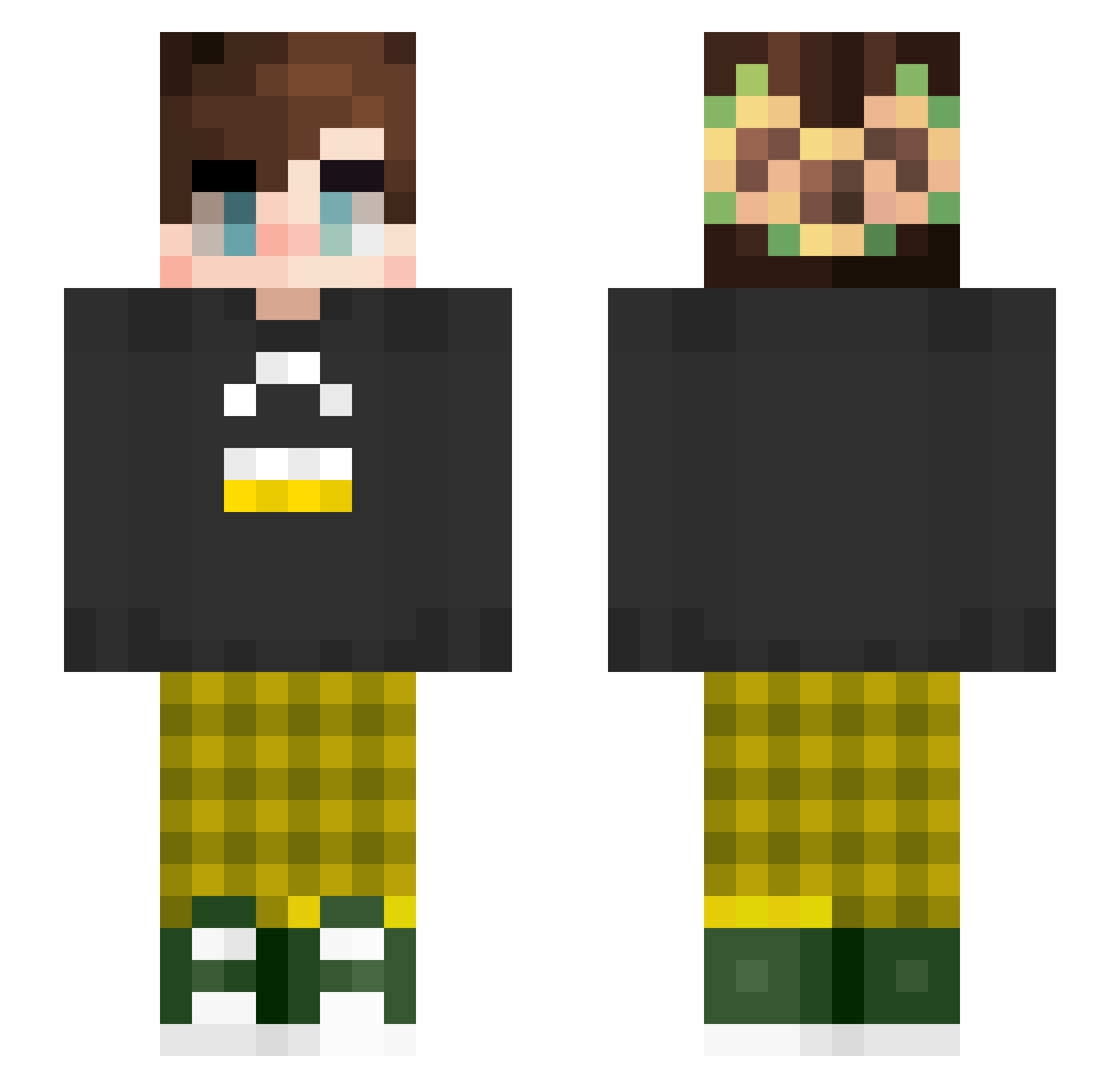 wigglytacos Minecraft skin, front and back view