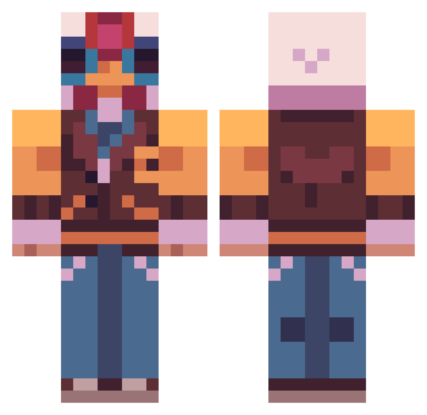 WeebooLordo Minecraft skin, front and back view