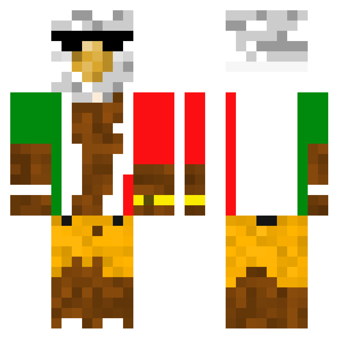 Orz3lek Minecraft skin, front and back view