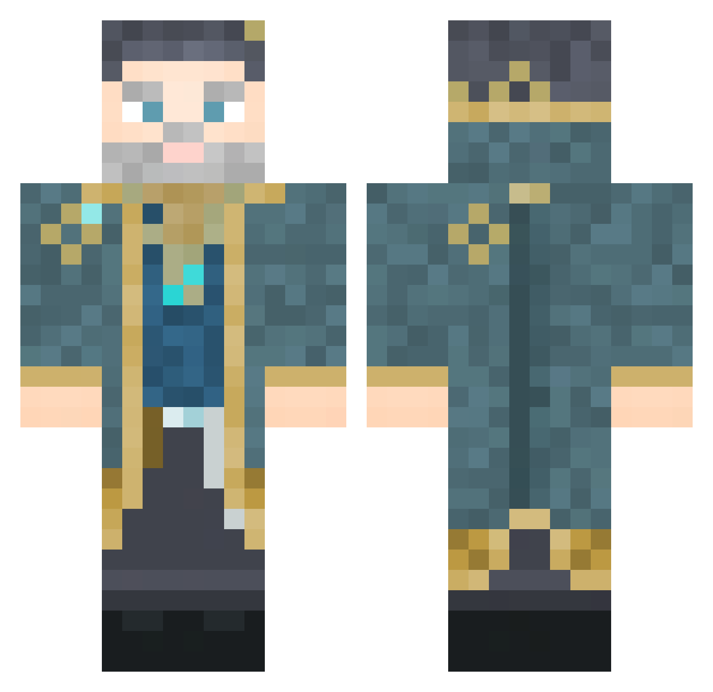 AlbrechtEntrati Minecraft skin, front and back view