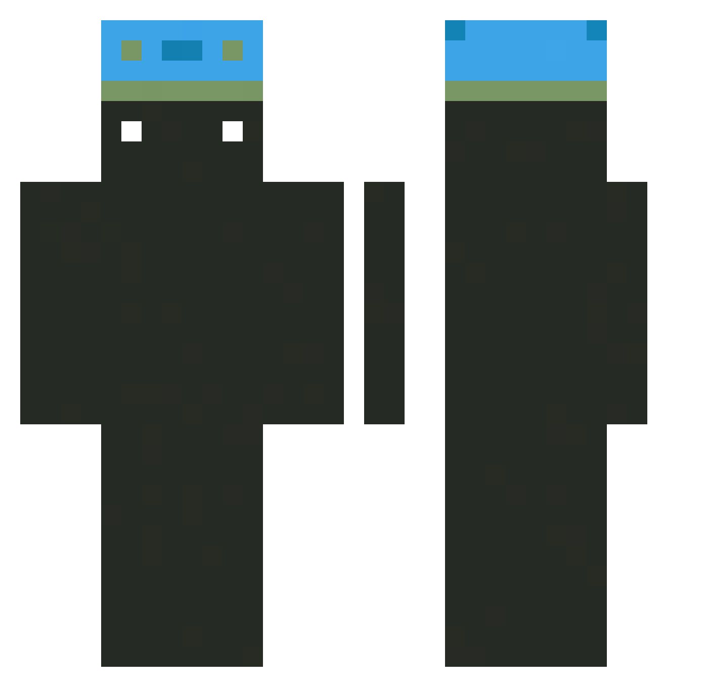 pobbleP Minecraft skin, front and back view