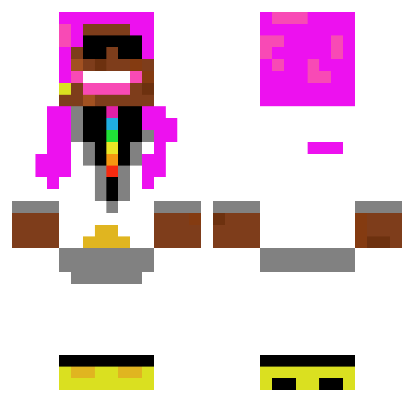 Discraftable Minecraft skin, front and back view