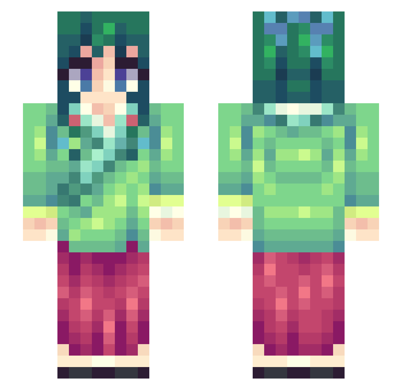 SneakySquid269 Minecraft skin, front and back view