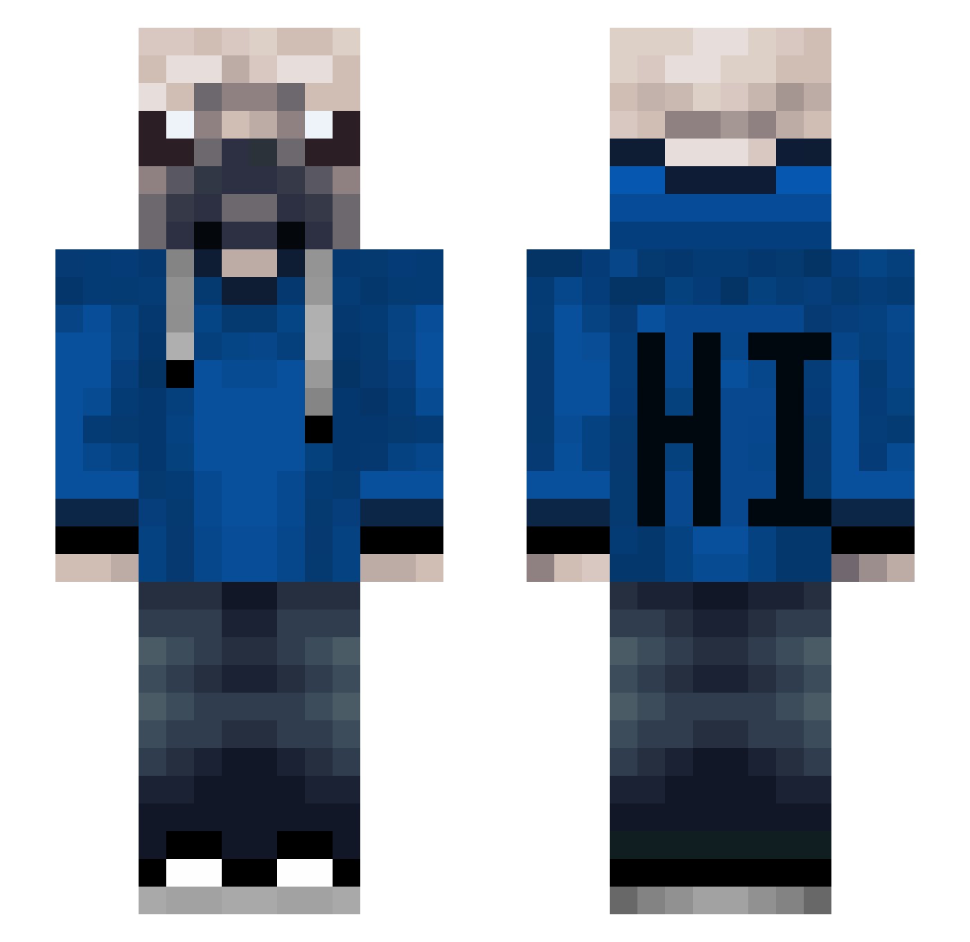 GamingGray8660 Minecraft skin, front and back view