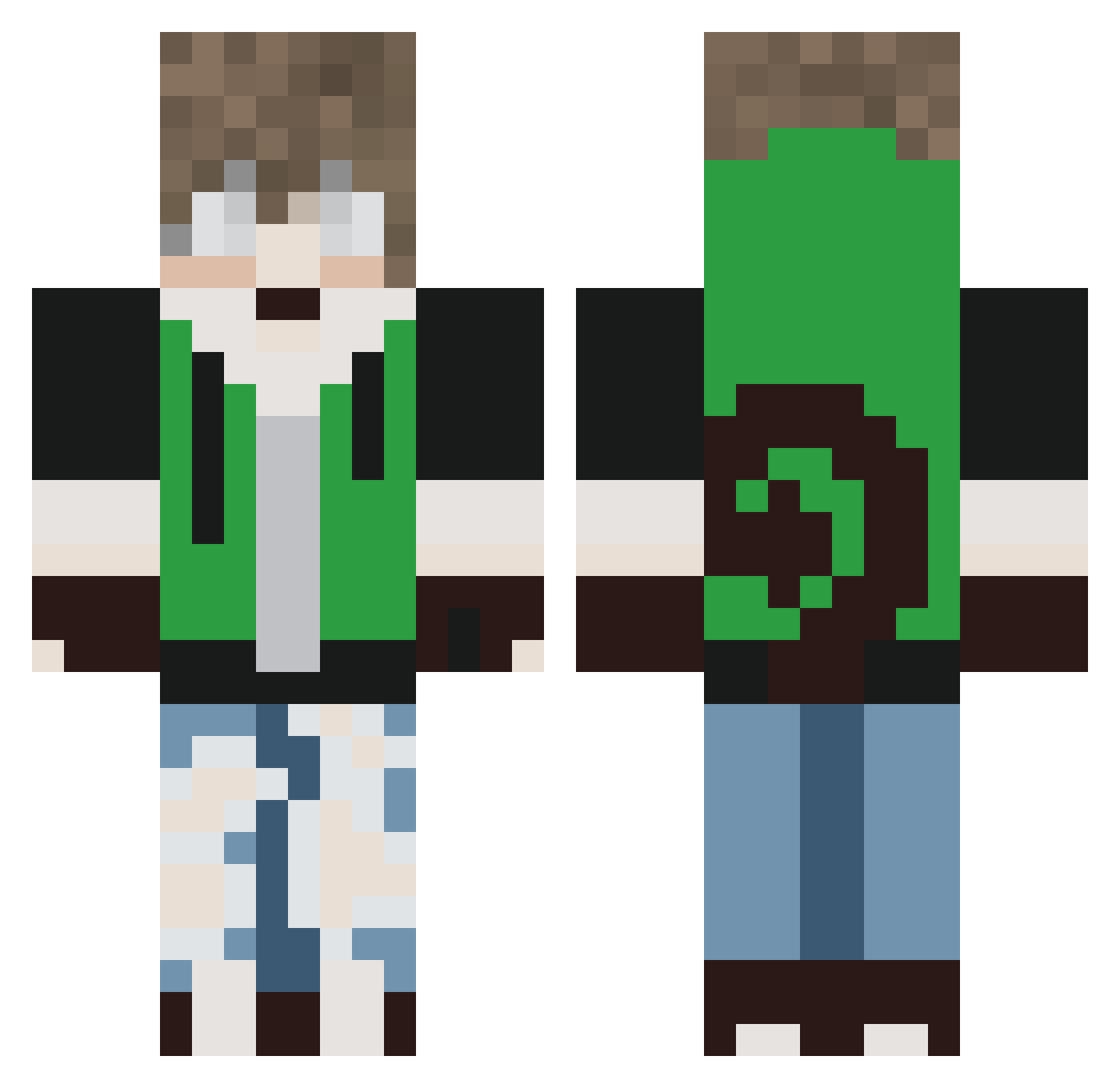 GingerX111 Minecraft skin, front and back view