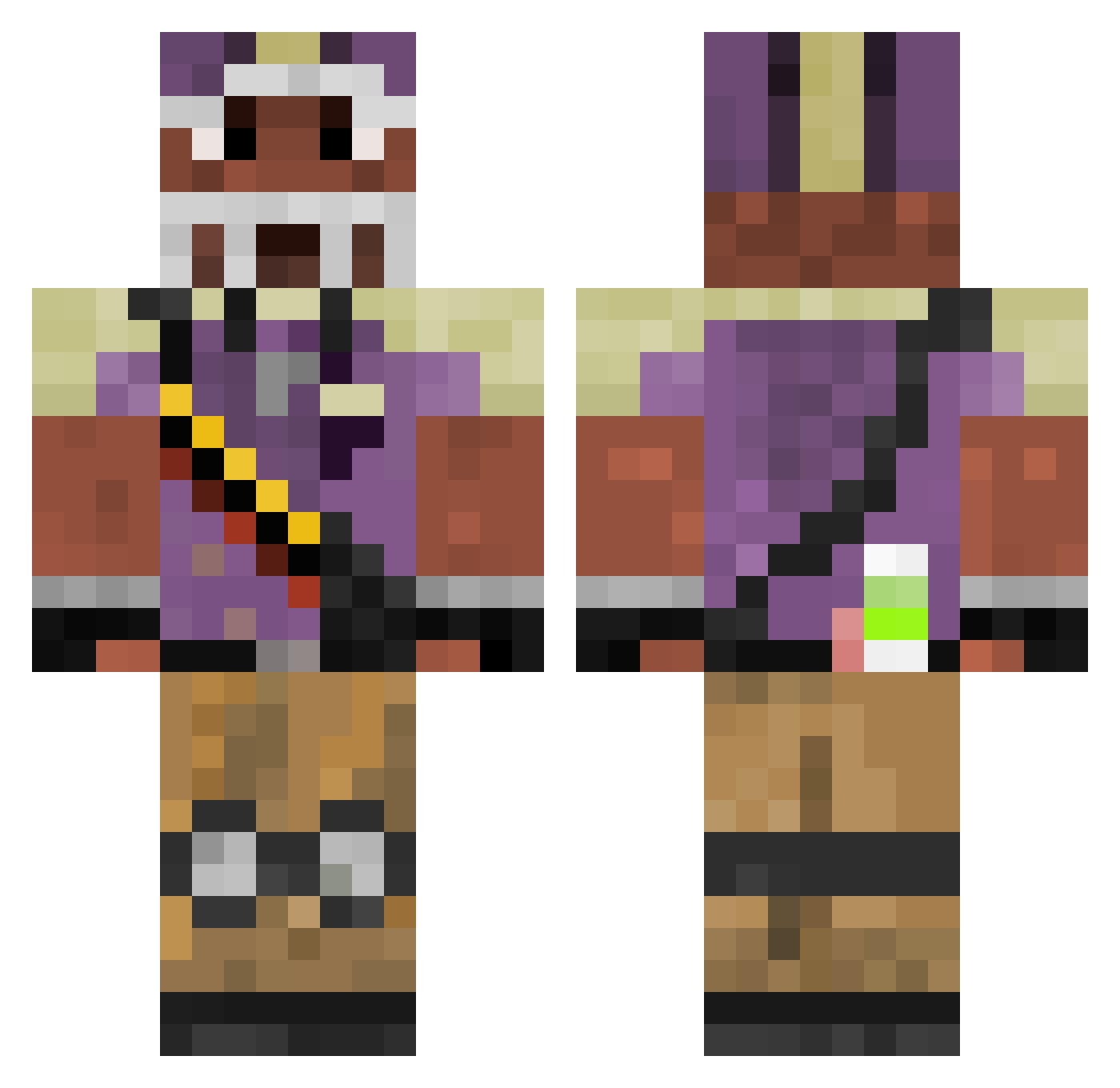 STF2 Minecraft skin, front and back view