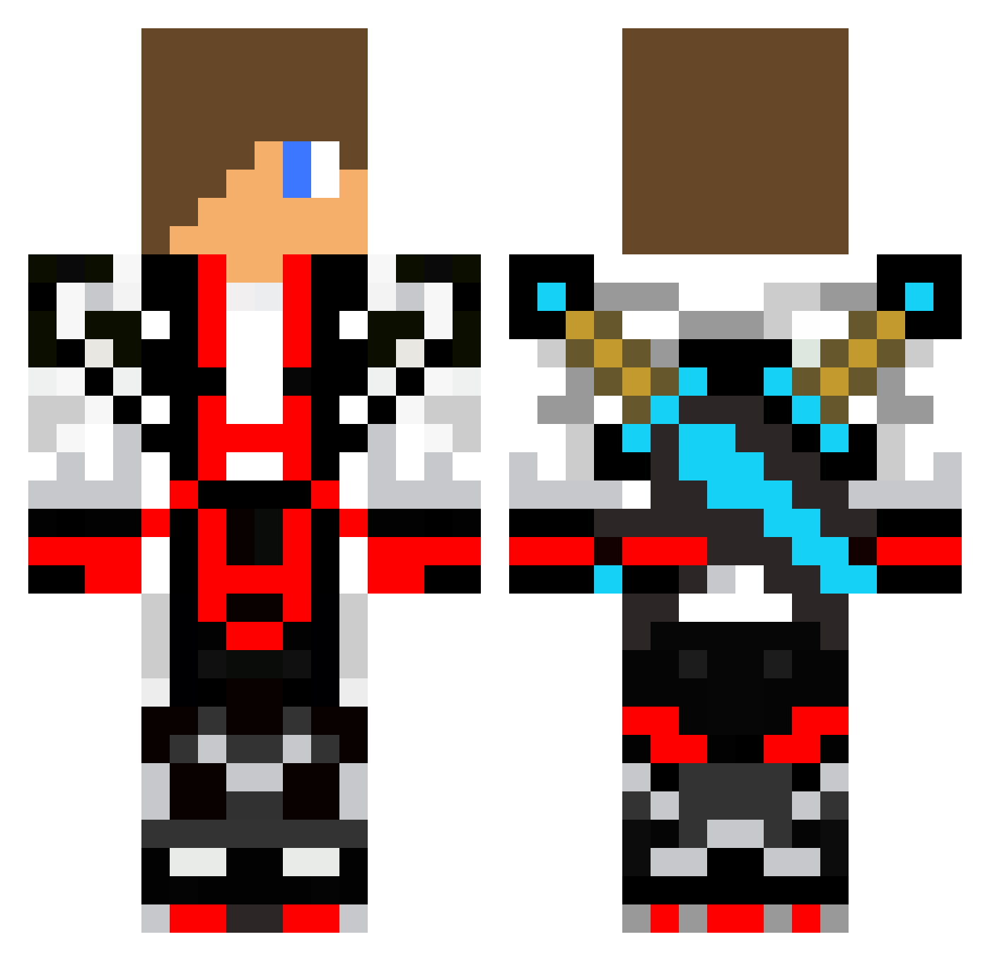 Destructively Minecraft skin, front and back view