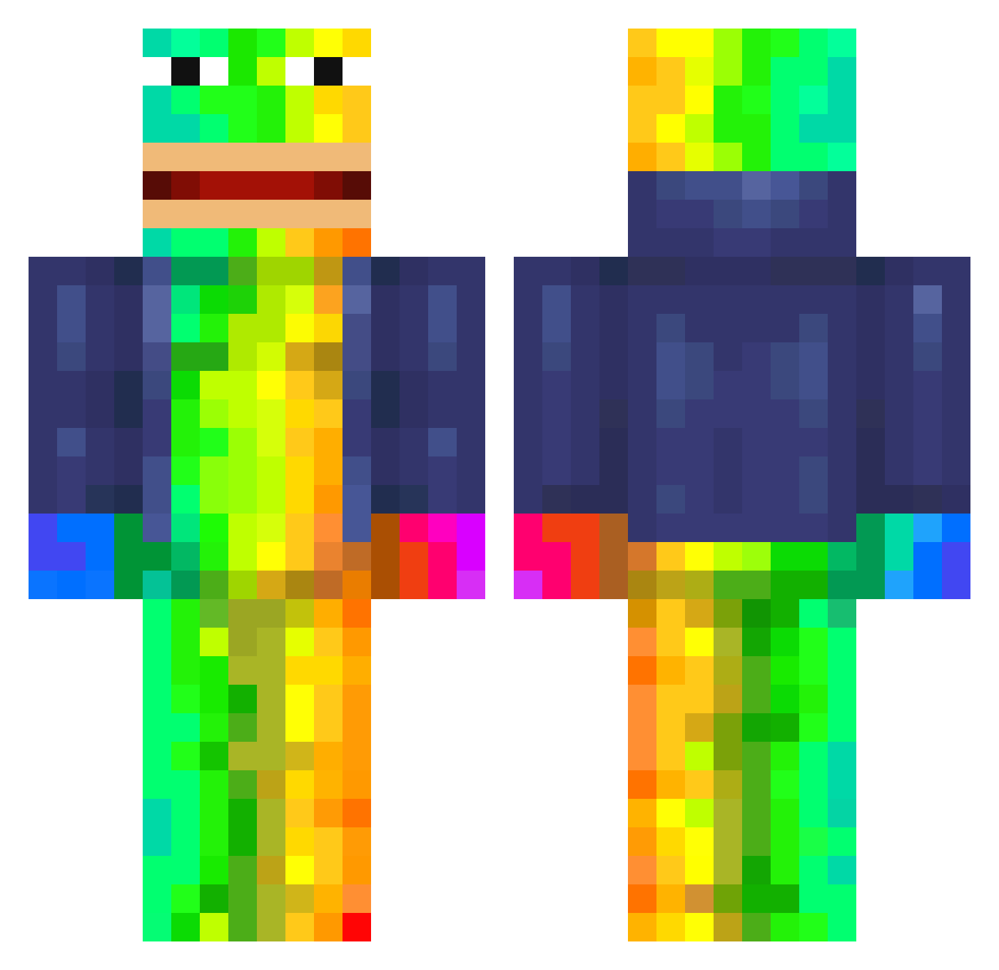 Sparkly_Jam Minecraft skin, front and back view