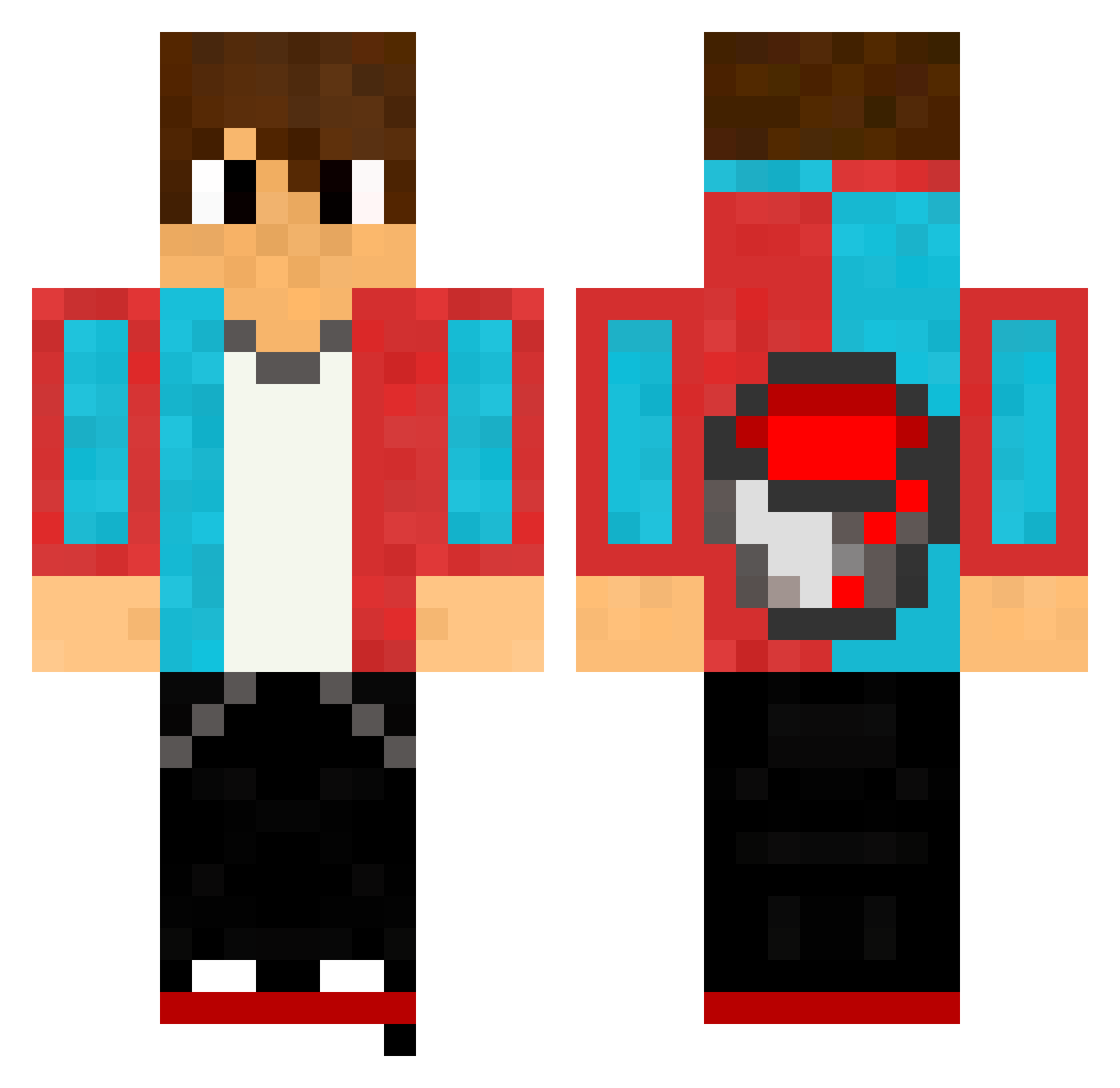 BANNEDy Minecraft skin, front and back view