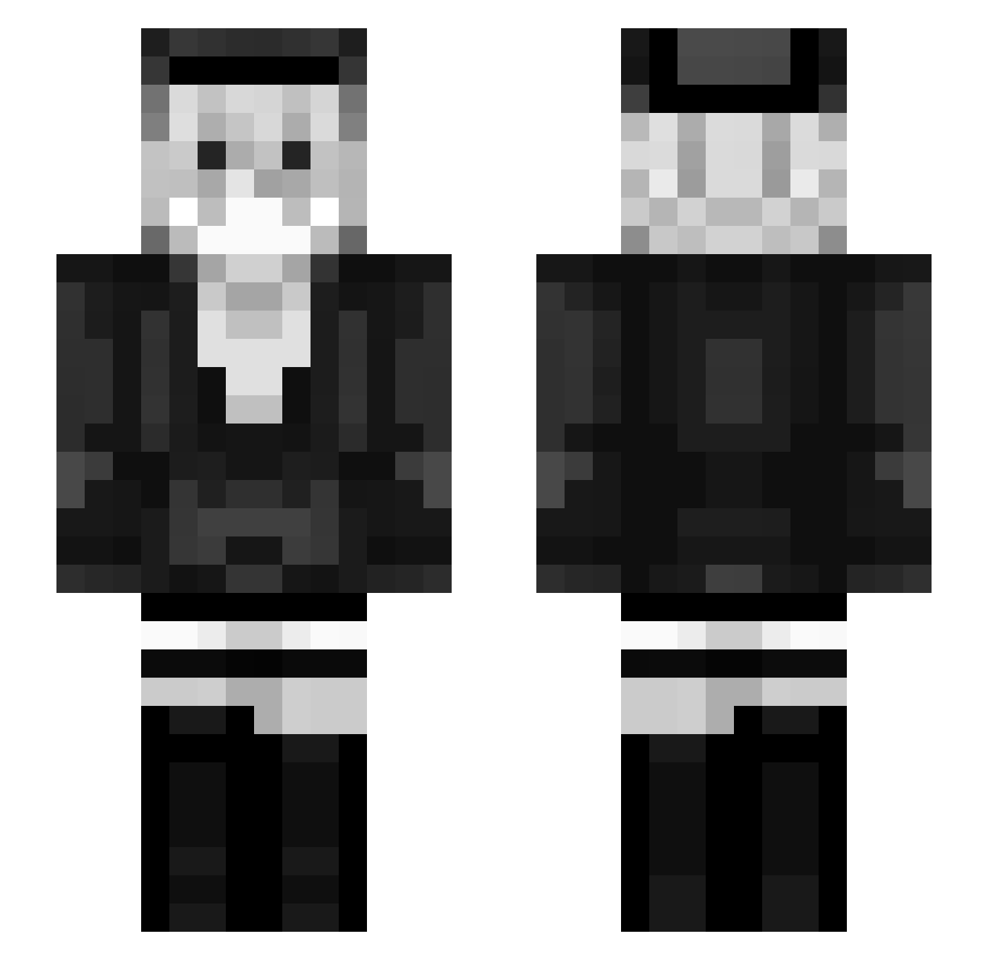 Q1han Minecraft skin, front and back view