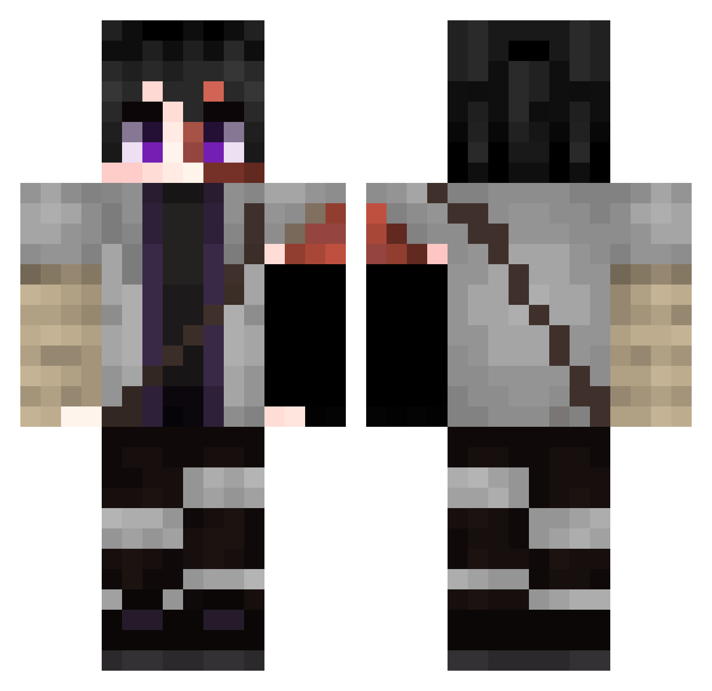 WestS2 Minecraft skin, front and back view