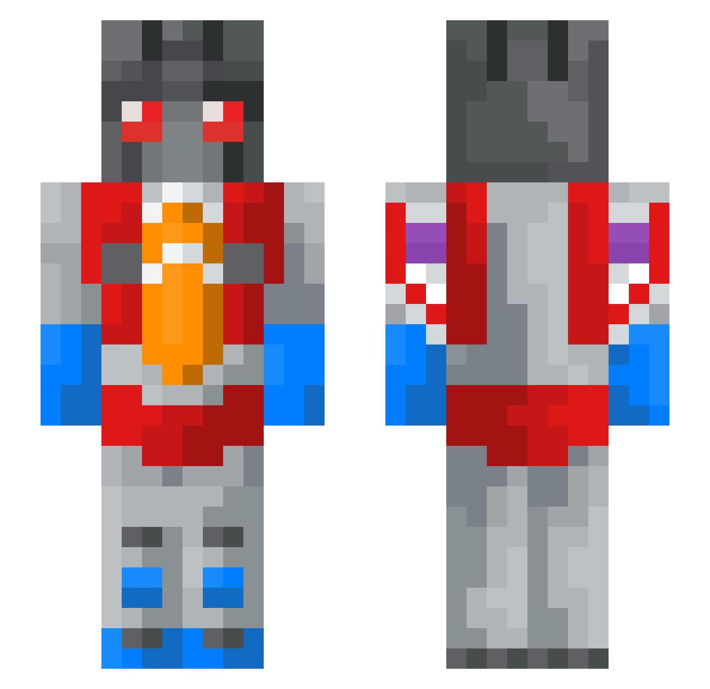 polypare Minecraft skin, front and back view