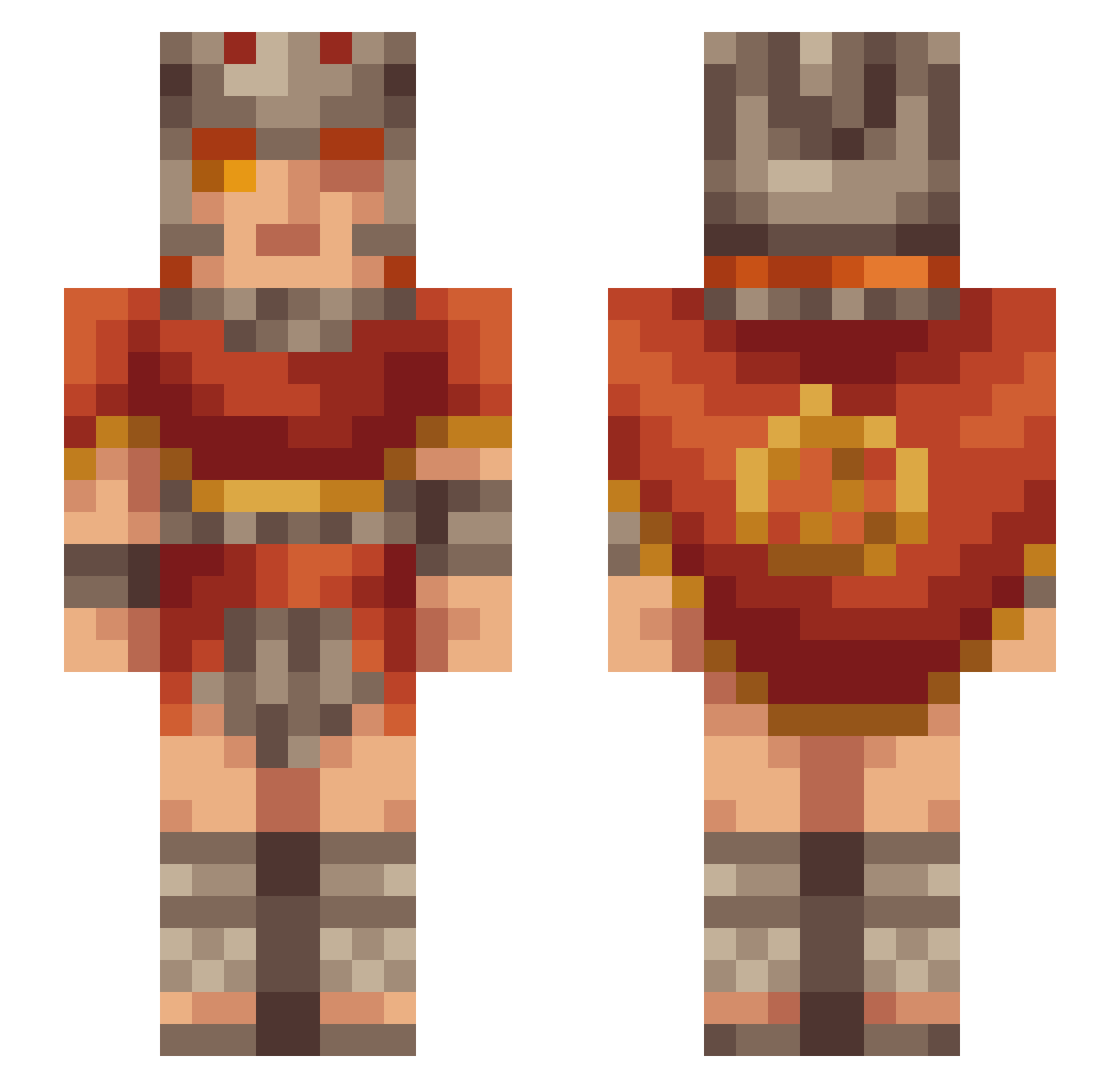 TactualBowl Minecraft skin, front and back view