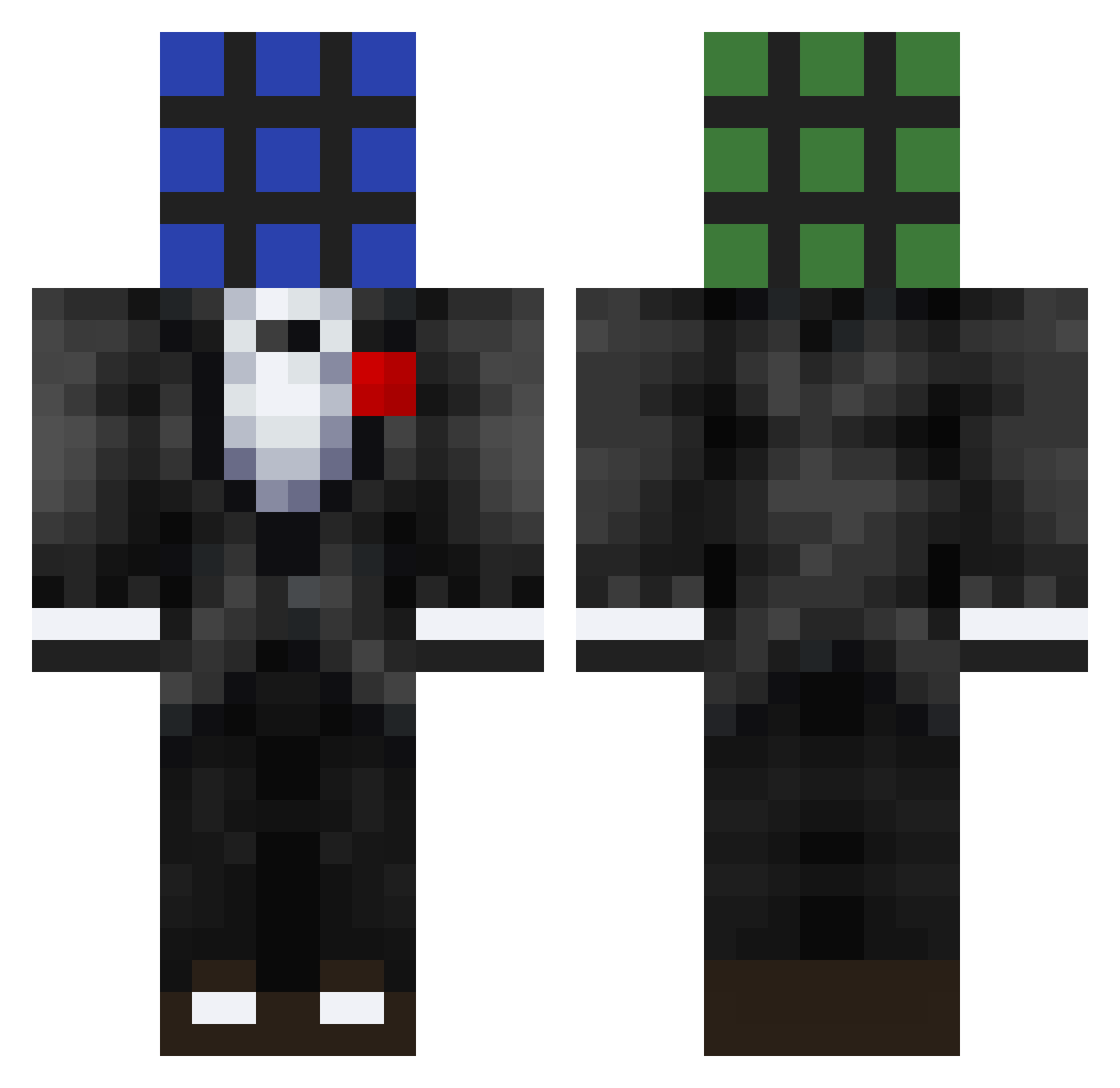 Kalissaac Minecraft skin, front and back view
