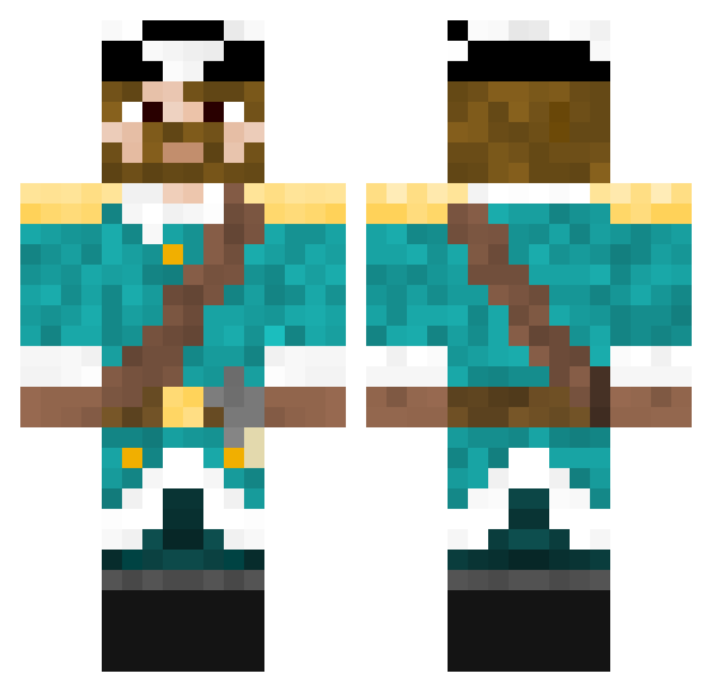 Skrye Minecraft skin, front and back view