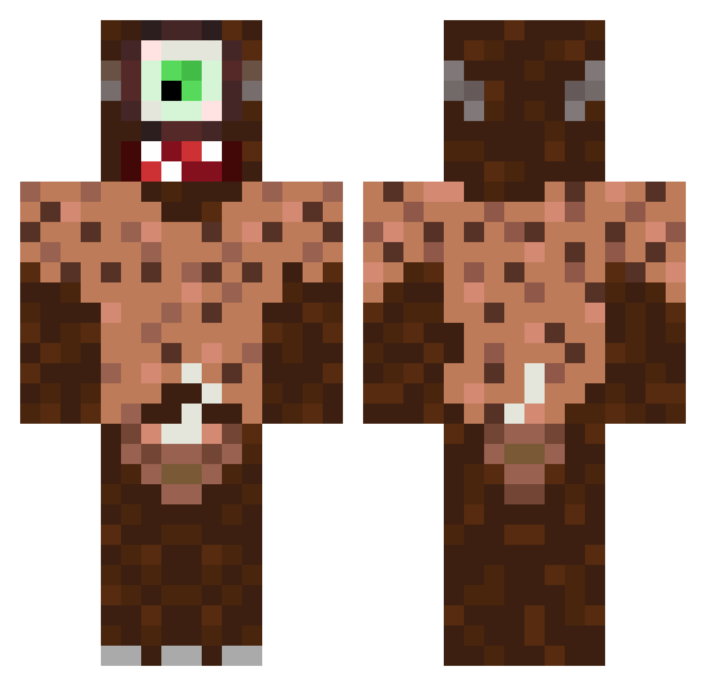 Rasenm4her Minecraft skin, front and back view