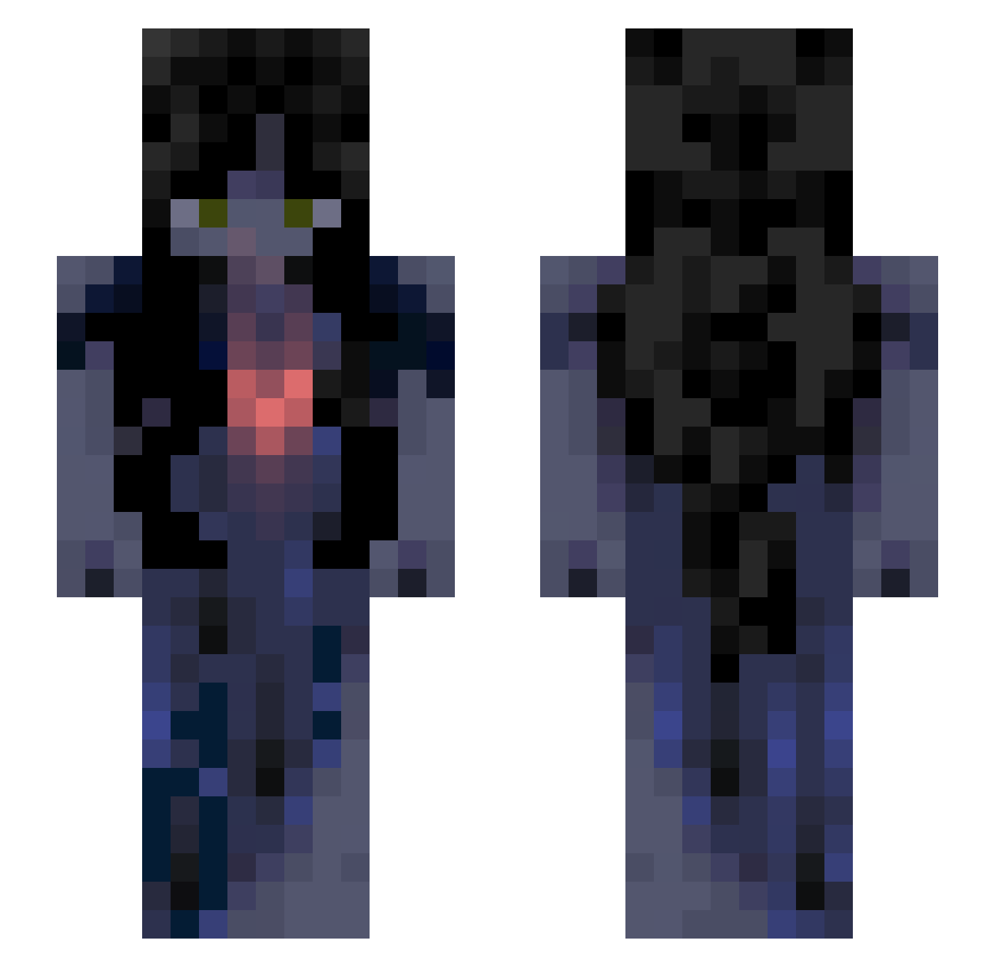 PinkyMeggles Minecraft skin, front and back view