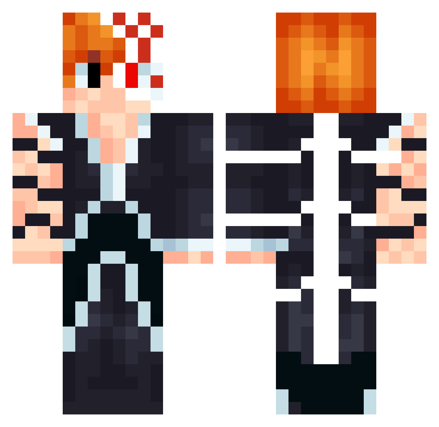 pitcher_dark Minecraft skin, front and back view