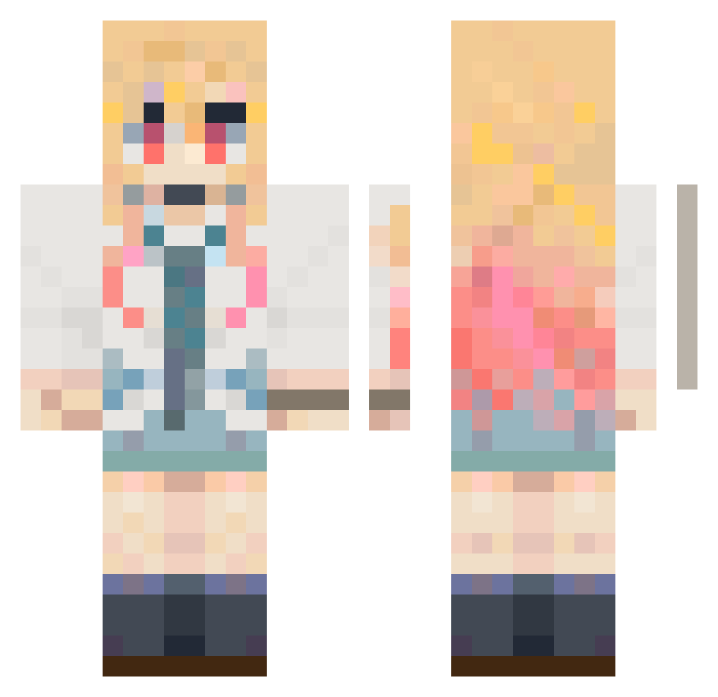 Fejmek Minecraft skin, front and back view
