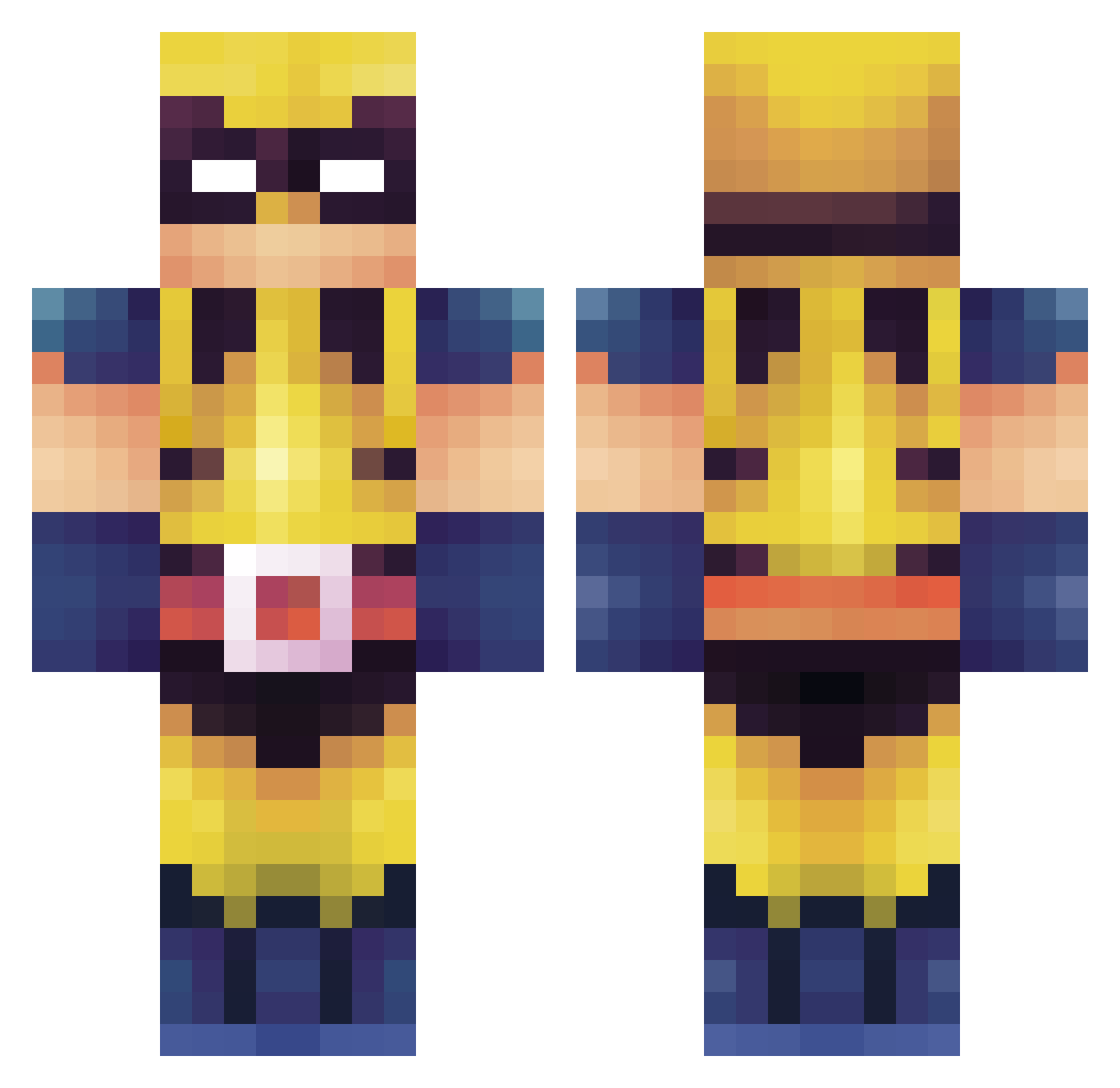 xMindus Minecraft skin, front and back view