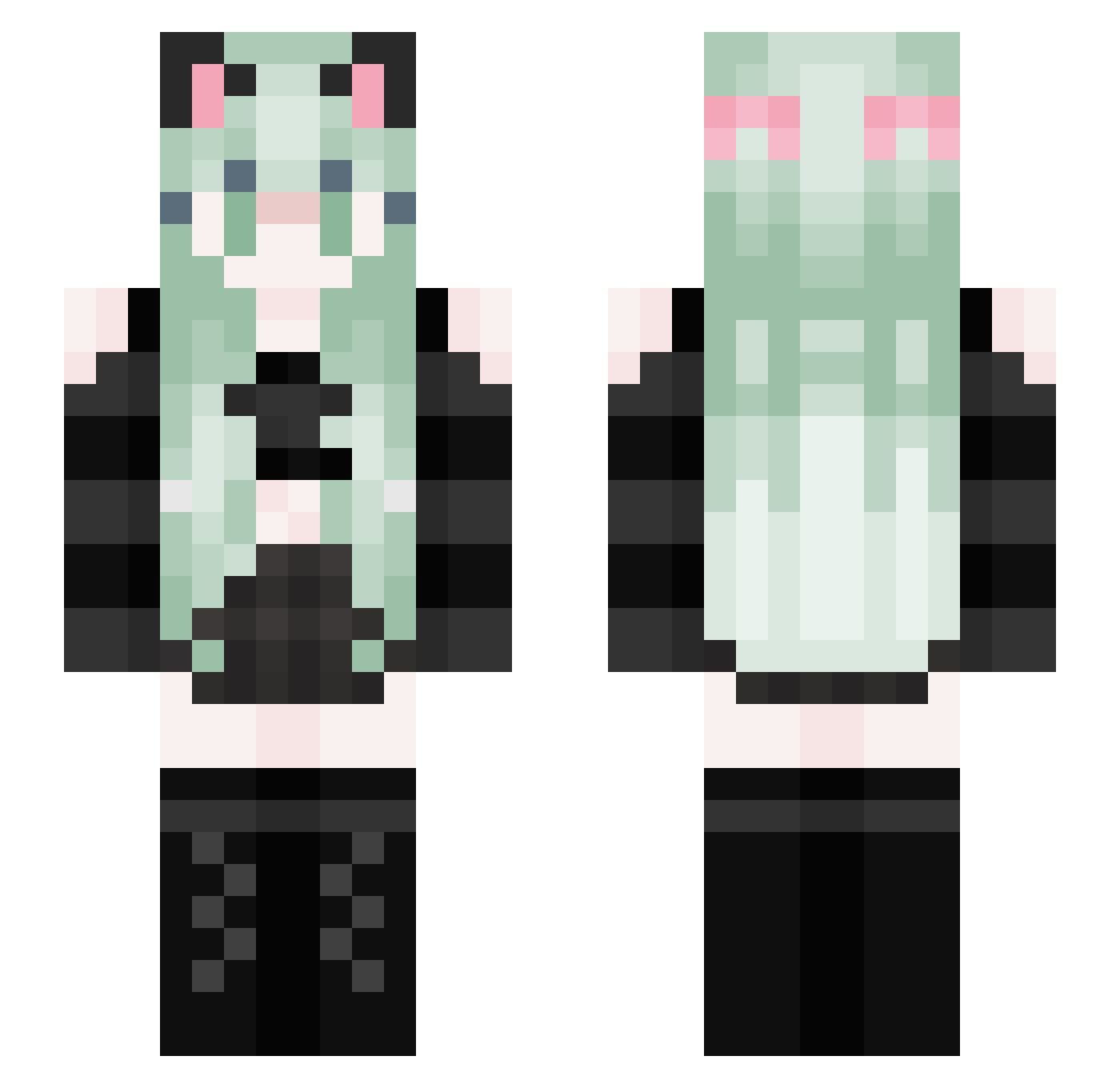 WanderedMC Minecraft skin, front and back view